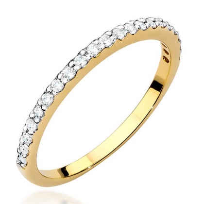 Wielokamieniowy Pierścionek obrączka z Diamentami 0,18ct - złoto próby 585. W-0531